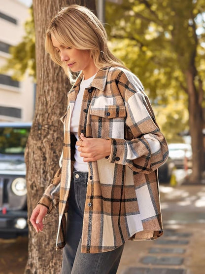 Fall 2024 Outfits Women's Fashion Casual Plaid Shackets