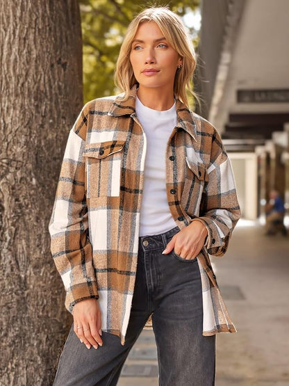 Fall 2024 Outfits Women's Fashion Casual Plaid Shackets